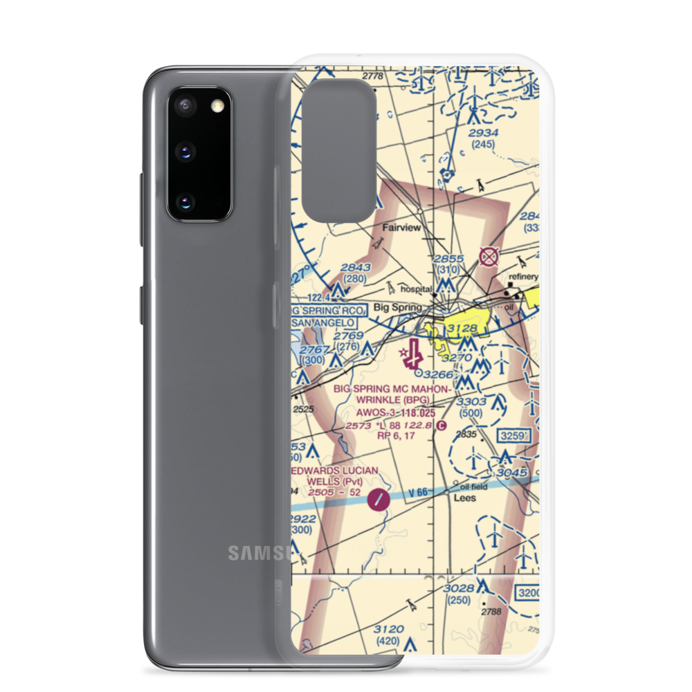 Big Spring Mc Mahon-Wrinkle Airport (BPG) VFR Sectional Samsung Case Samsung Galaxy S20 model shown