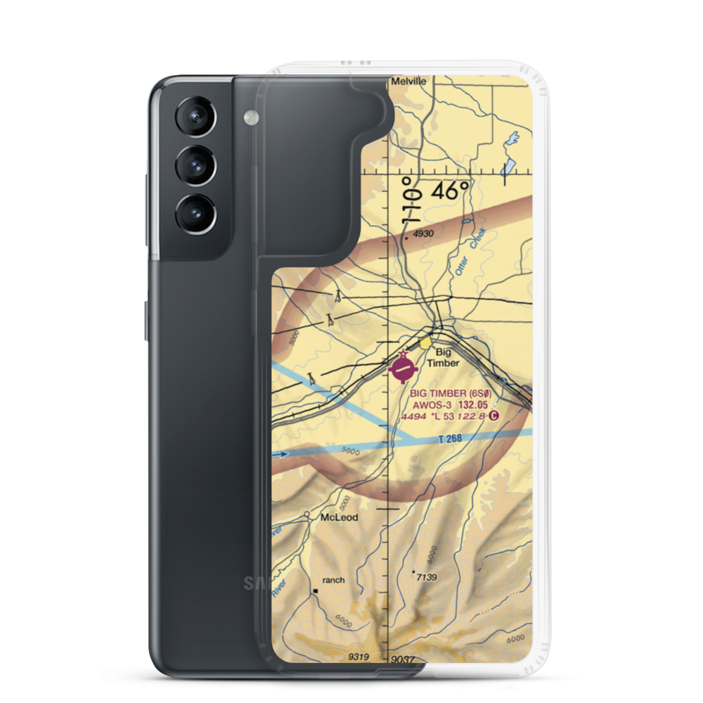 Big Timber Airport (6S0) VFR Sectional Samsung Case Samsung Galaxy S21 model shown
