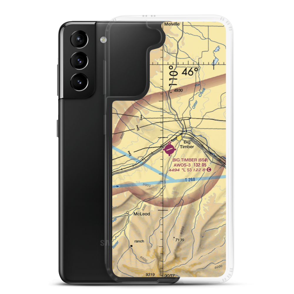 Big Timber Airport (6S0) VFR Sectional Samsung Case Samsung Galaxy S21 Plus model shown