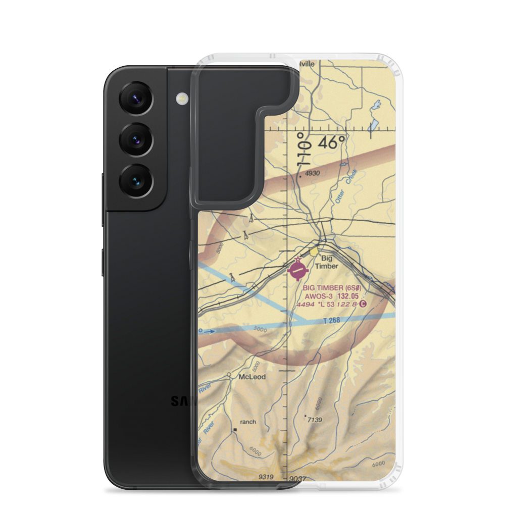 Big Timber Airport (6S0) VFR Sectional Samsung Case Samsung Galaxy S22 model shown