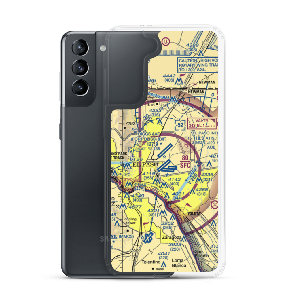 Biggs Army Air Field (Fort Bliss) (BIF) VFR Sectional Samsung Case Samsung Galaxy S21 model shown
