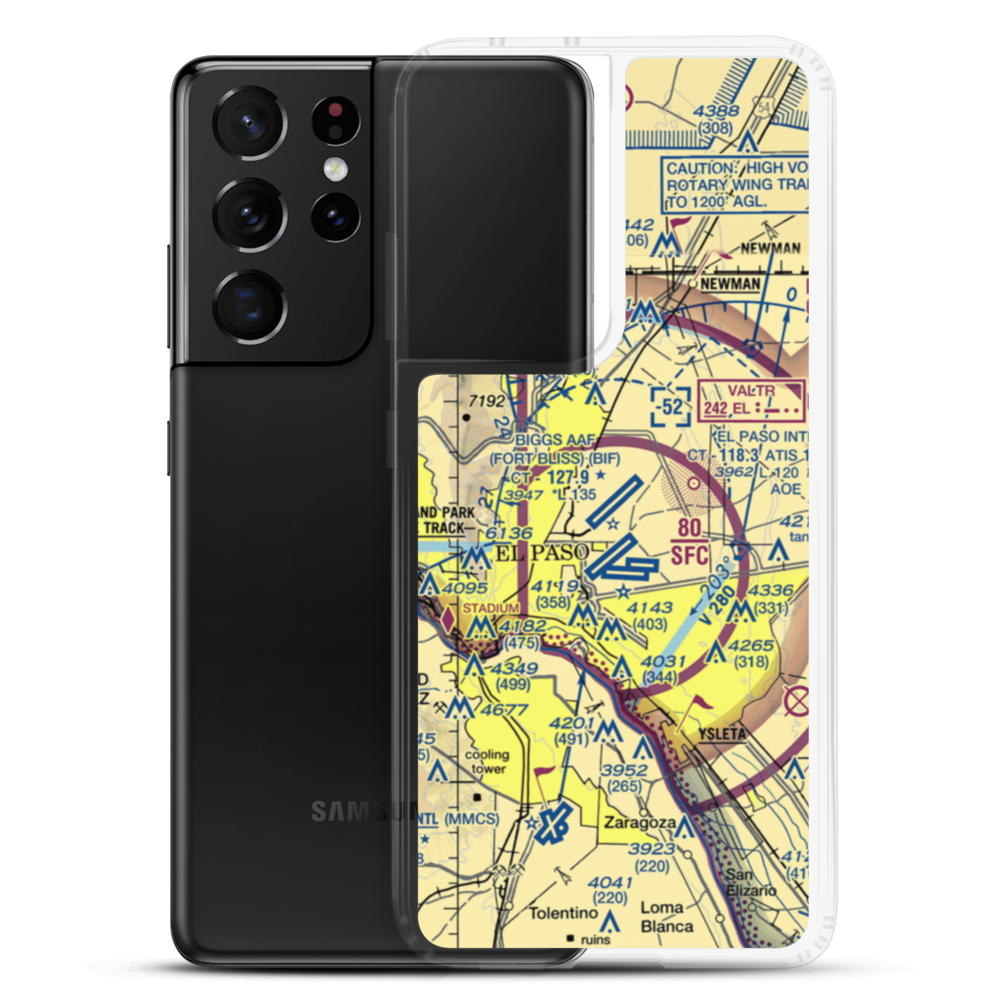 Biggs Army Air Field (Fort Bliss) (BIF) VFR Sectional Samsung Case Samsung Galaxy S21 Ultra model shown