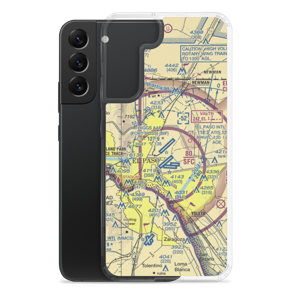 Biggs Army Air Field (Fort Bliss) (BIF) VFR Sectional Samsung Case Samsung Galaxy S22 Plus model shown