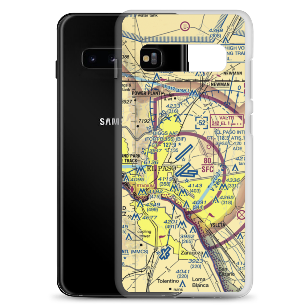 Biggs Army Air Field (Fort Bliss) (BIF) VFR Sectional Samsung Case Samsung Galaxy S10+ model shown