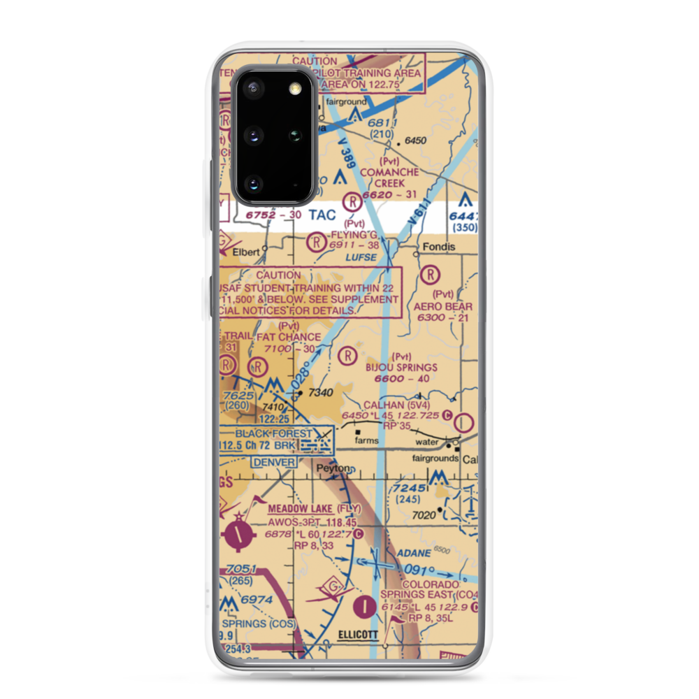Bijou Springs Ranch Airport (2CD3) VFR Sectional Samsung Case Samsung Galaxy S20 Plus model shown