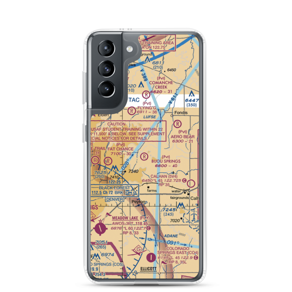 Bijou Springs Ranch Airport (2CD3) VFR Sectional Samsung Case Samsung Galaxy S21 model shown