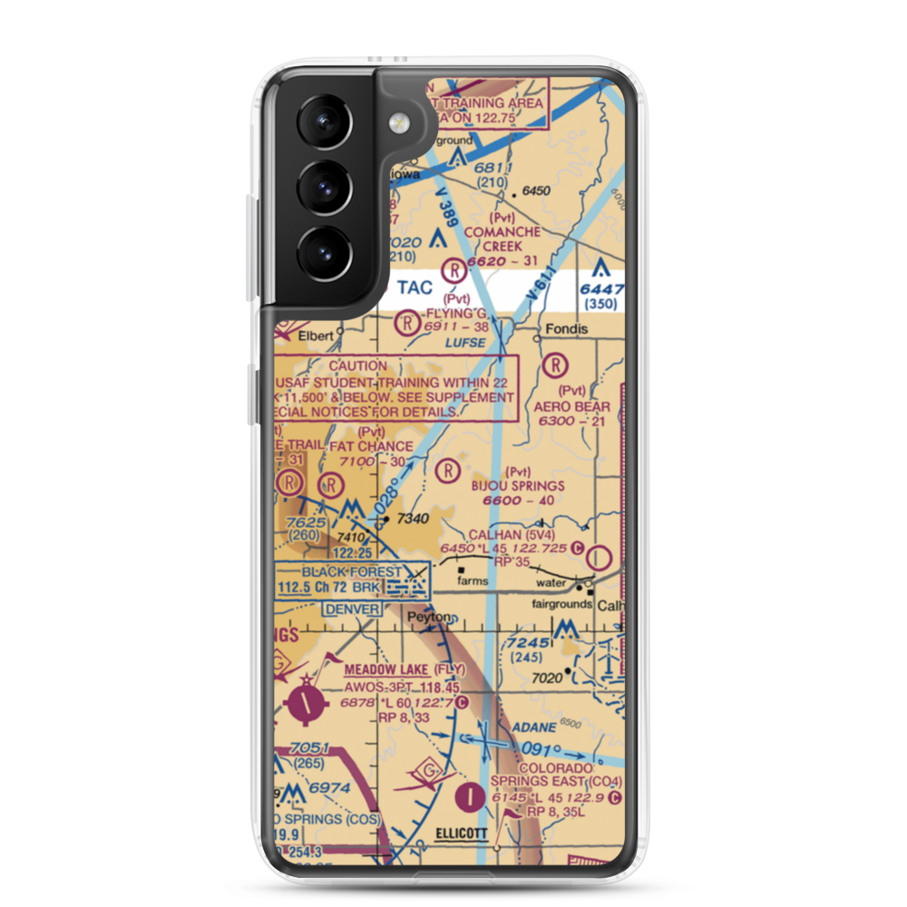 Bijou Springs Ranch Airport (2CD3) VFR Sectional Samsung Case Samsung Galaxy S21 Plus model shown