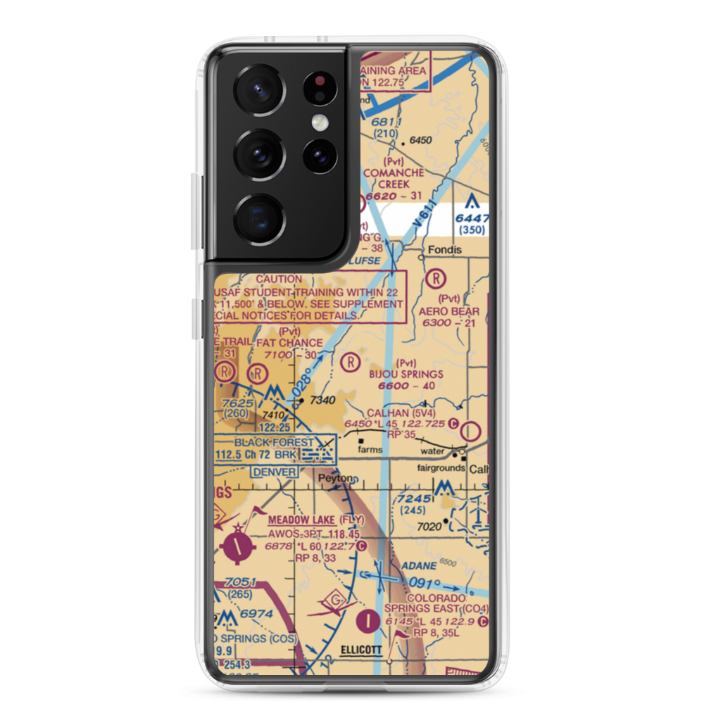 Bijou Springs Ranch Airport (2CD3) VFR Sectional Samsung Case Samsung Galaxy S21 Ultra model shown