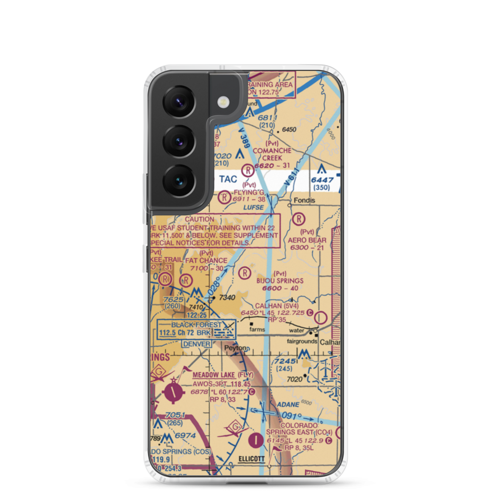 Bijou Springs Ranch Airport (2CD3) VFR Sectional Samsung Case Samsung Galaxy S22 model shown