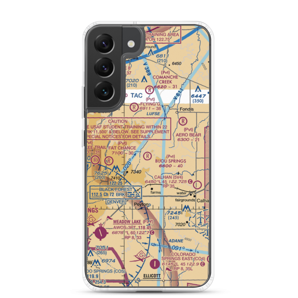 Bijou Springs Ranch Airport (2CD3) VFR Sectional Samsung Case Samsung Galaxy S22 Plus model shown