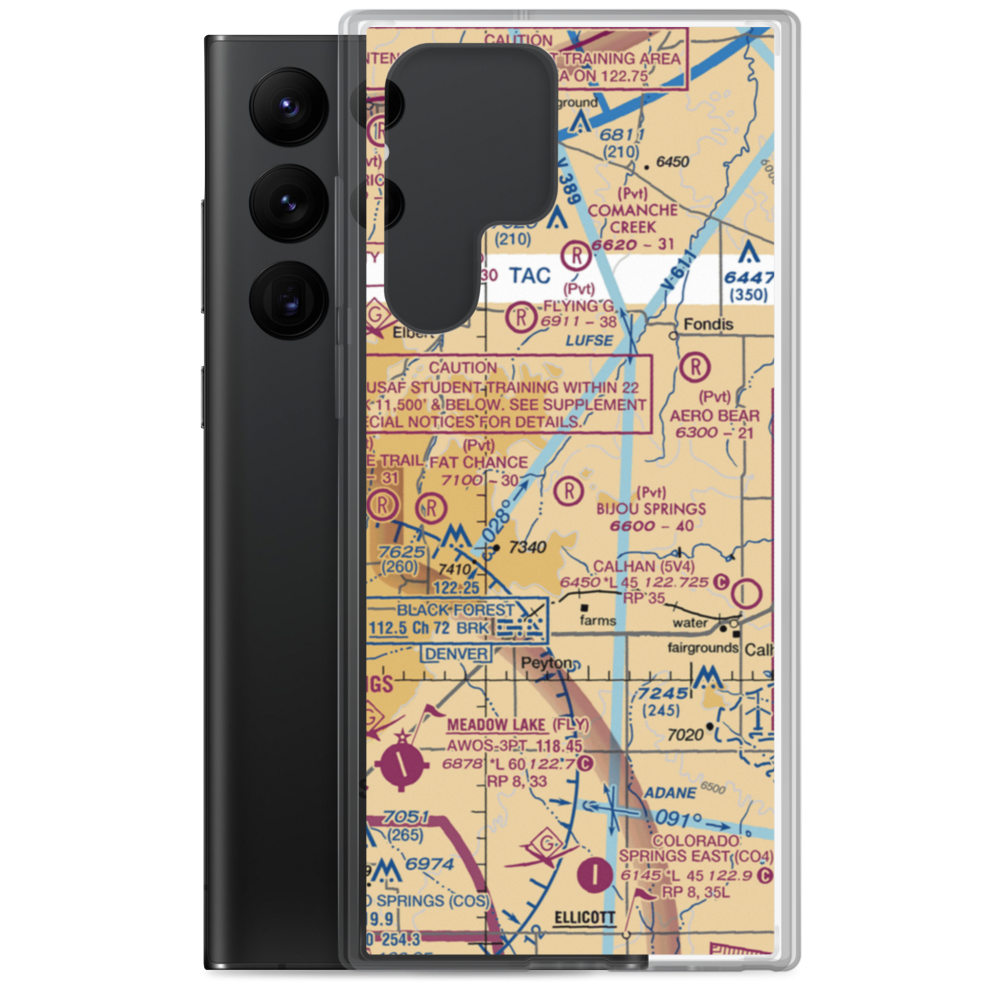 Bijou Springs Ranch Airport (2CD3) VFR Sectional Samsung Case Samsung Galaxy S22 Ultra model shown