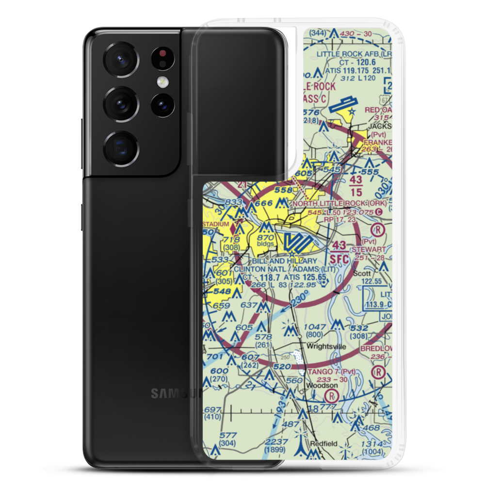 Bill & Hillary Clinton National Airport/Adams Field (LIT) VFR Sectional Samsung Case Samsung Galaxy S21 Ultra model shown
