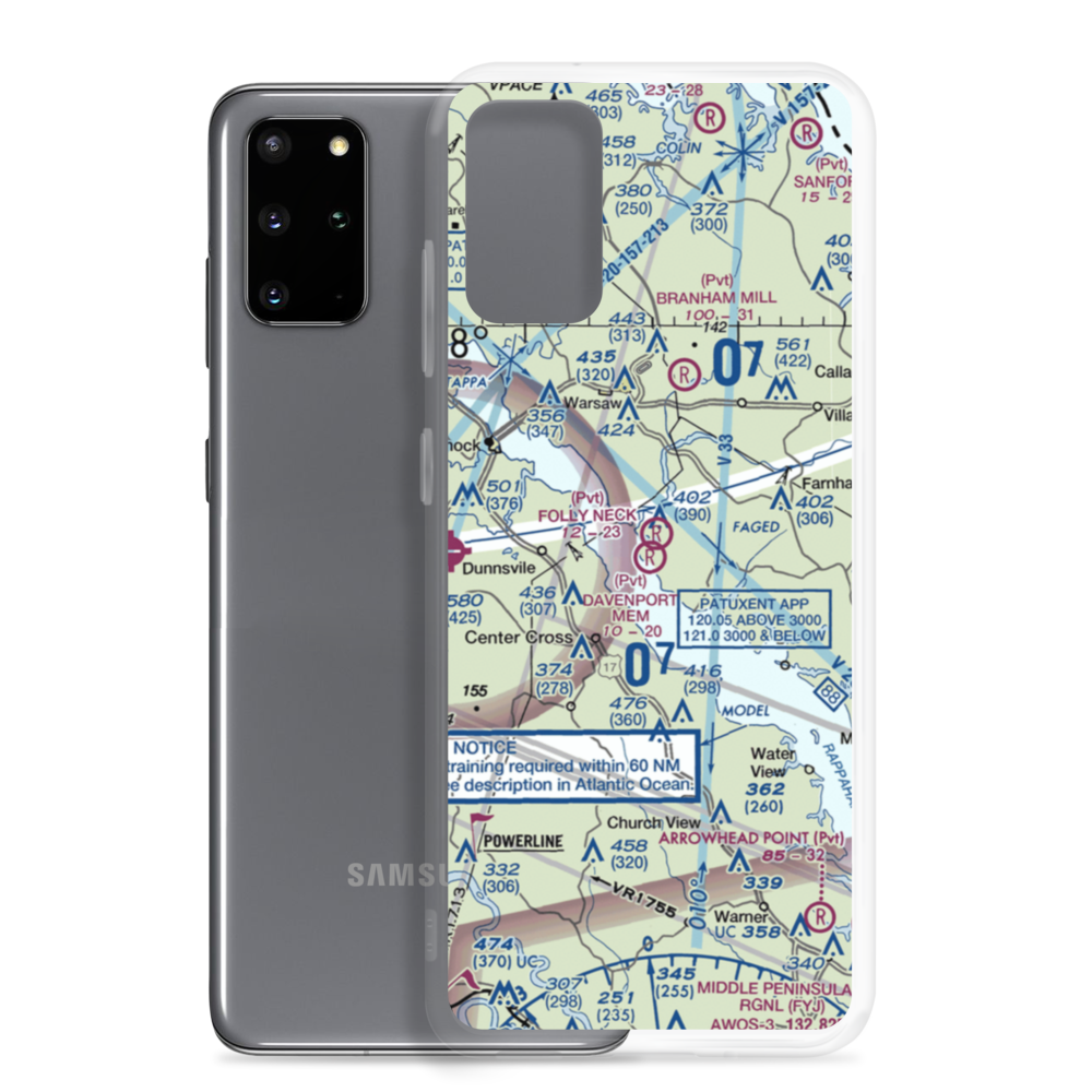 Bill Davenport Memorial Airport (3VA4) VFR Sectional Samsung Case Samsung Galaxy S20 Plus model shown