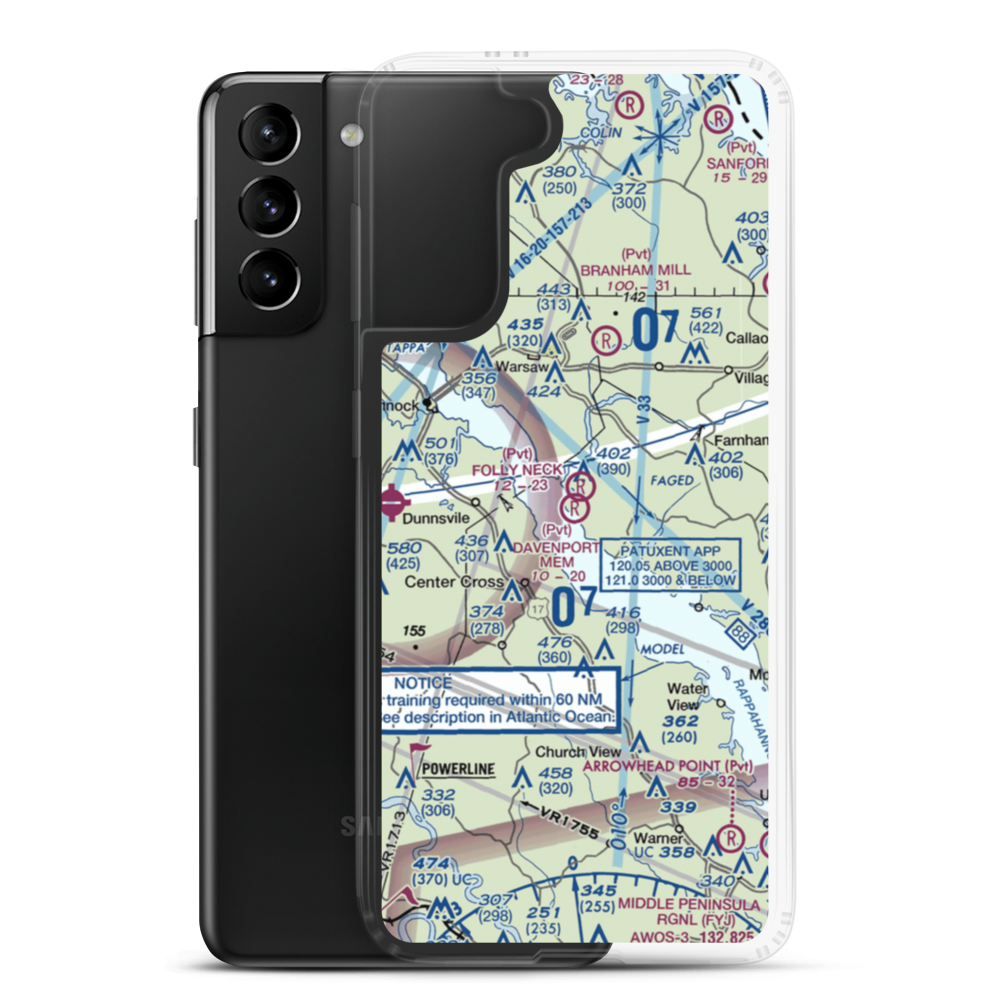Bill Davenport Memorial Airport (3VA4) VFR Sectional Samsung Case Samsung Galaxy S21 Plus model shown