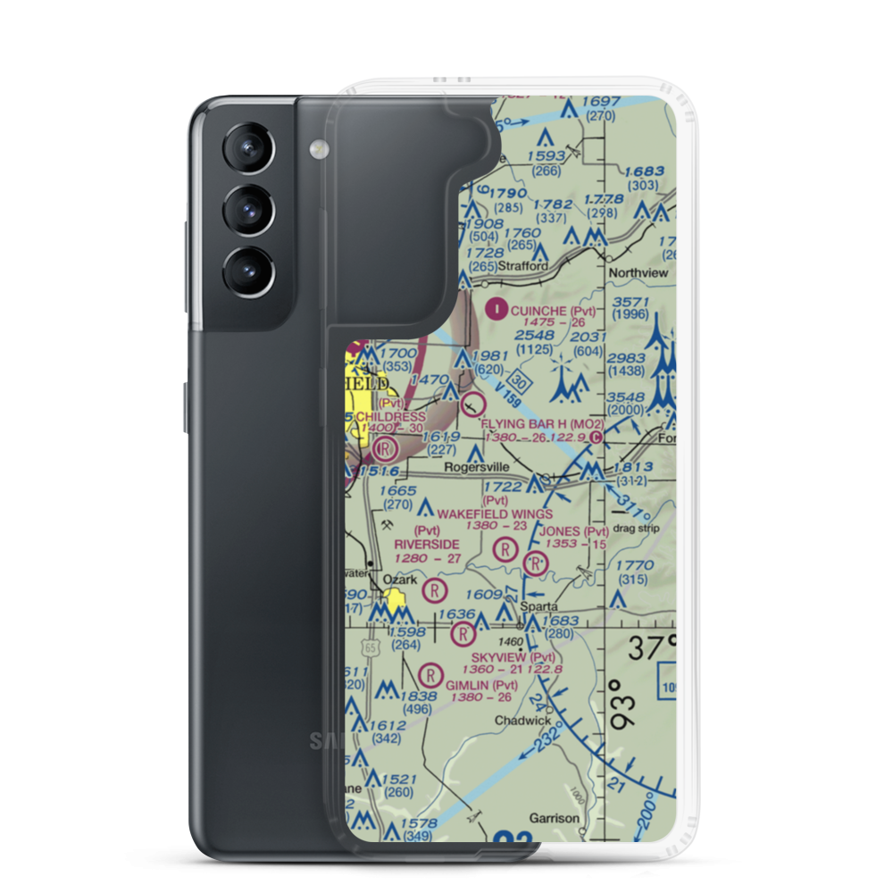 Bill Lee Memorial Airport (MO18) VFR Sectional Samsung Case Samsung Galaxy S21 model shown
