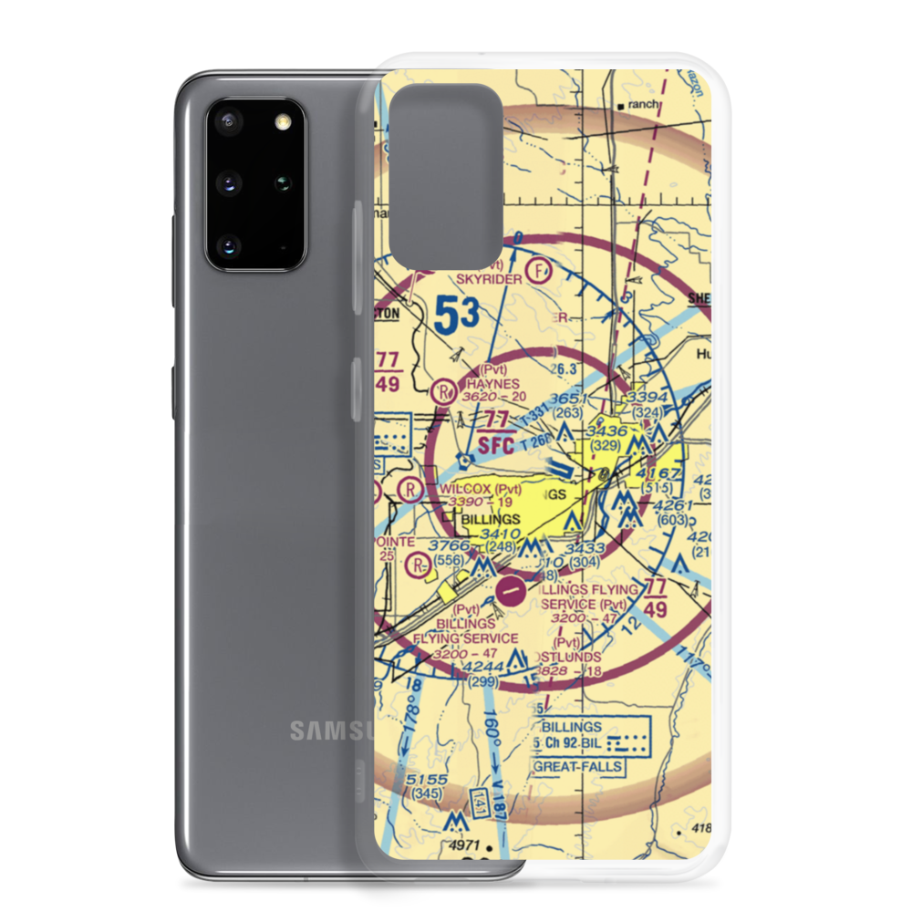 Billings Logan International Airport (BIL) VFR Sectional Samsung Case Samsung Galaxy S20 Plus model shown