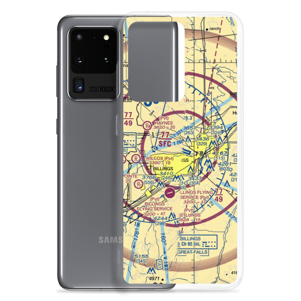 Billings Logan International Airport (BIL) VFR Sectional Samsung Case Samsung Galaxy S20 Ultra model shown