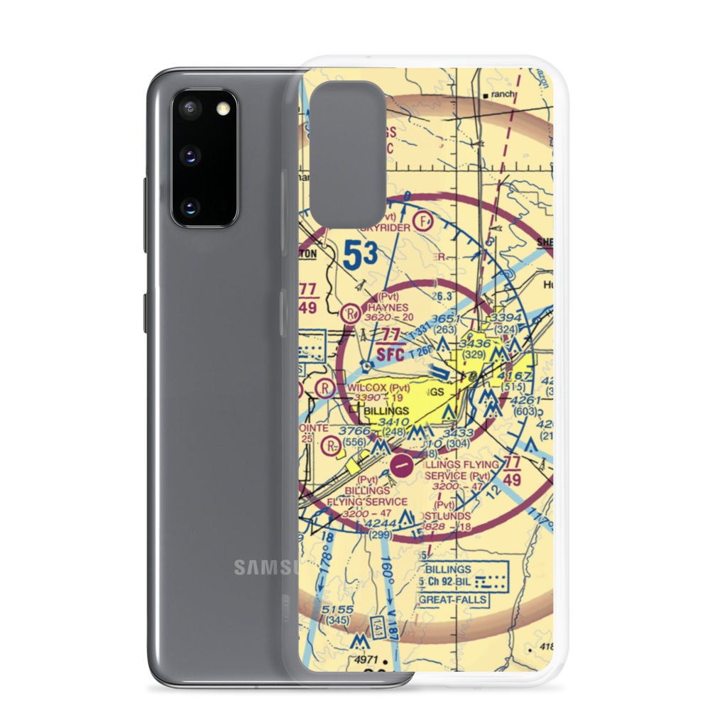 Billings Logan International Airport (BIL) VFR Sectional Samsung Case Samsung Galaxy S20 model shown