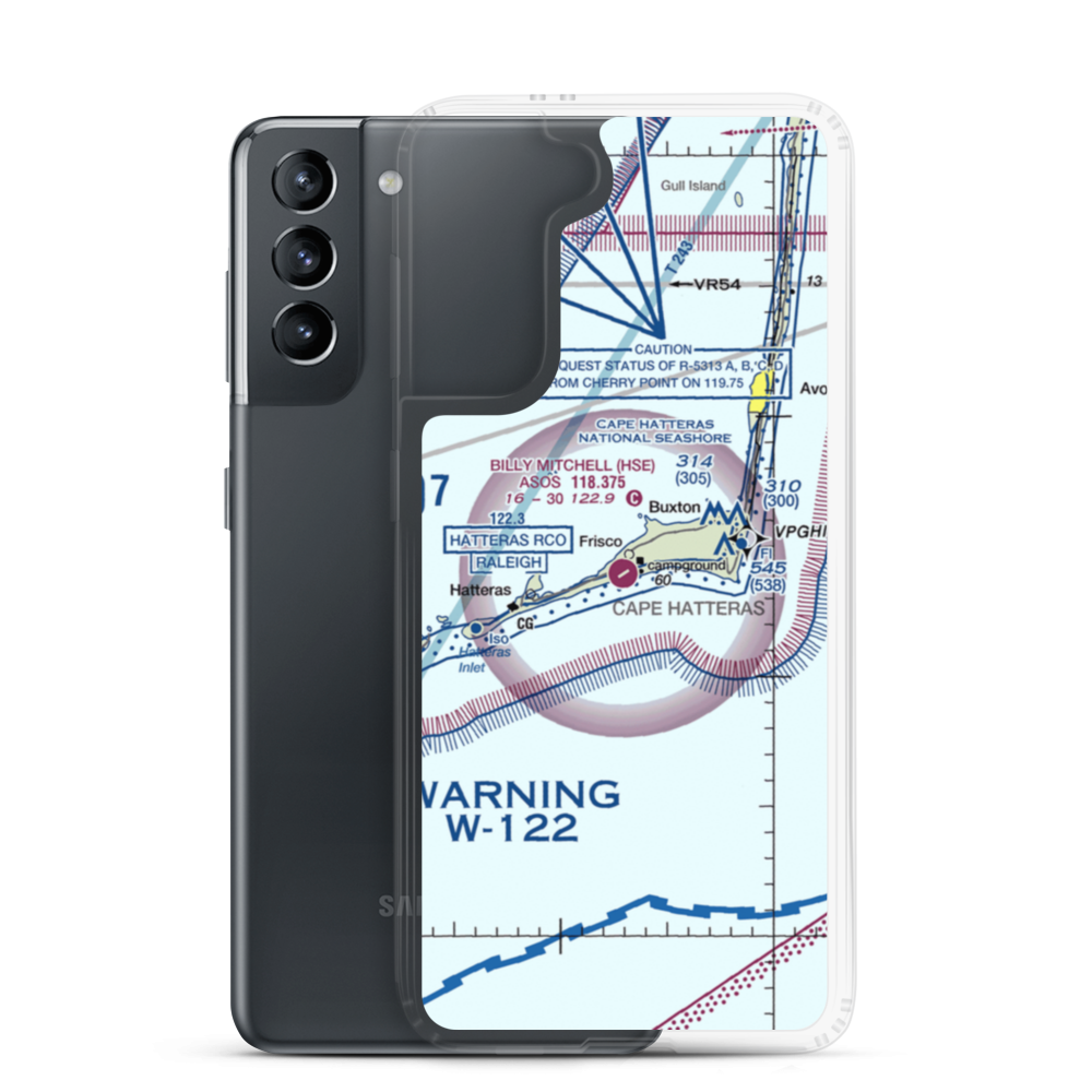 Billy Mitchell Airport (HSE) VFR Sectional Samsung Case Samsung Galaxy S21 model shown