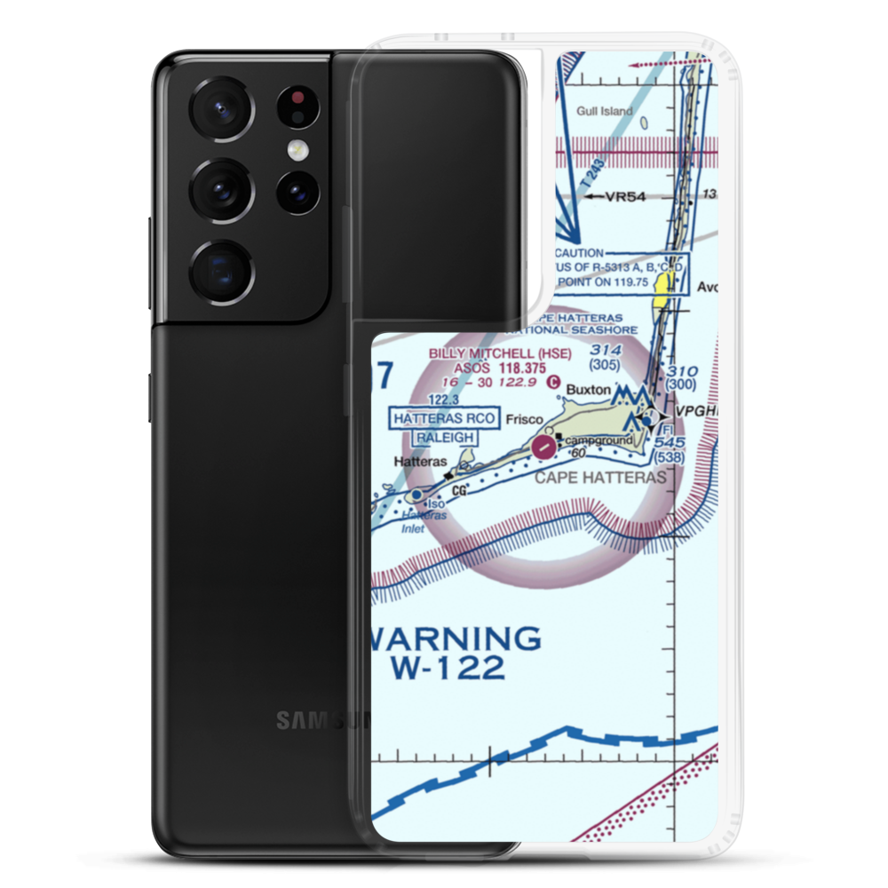 Billy Mitchell Airport (HSE) VFR Sectional Samsung Case Samsung Galaxy S21 Ultra model shown