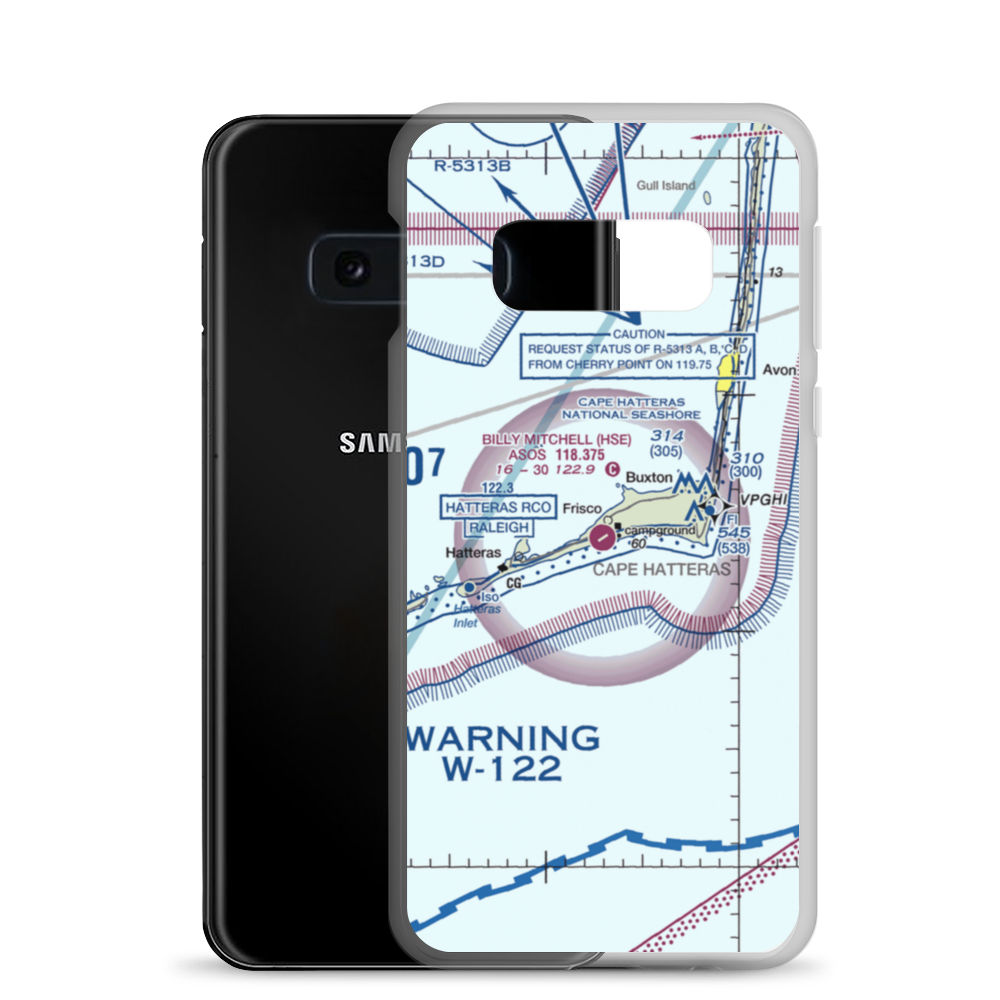 Billy Mitchell Airport (HSE) VFR Sectional Samsung Case Samsung Galaxy S10e model shown