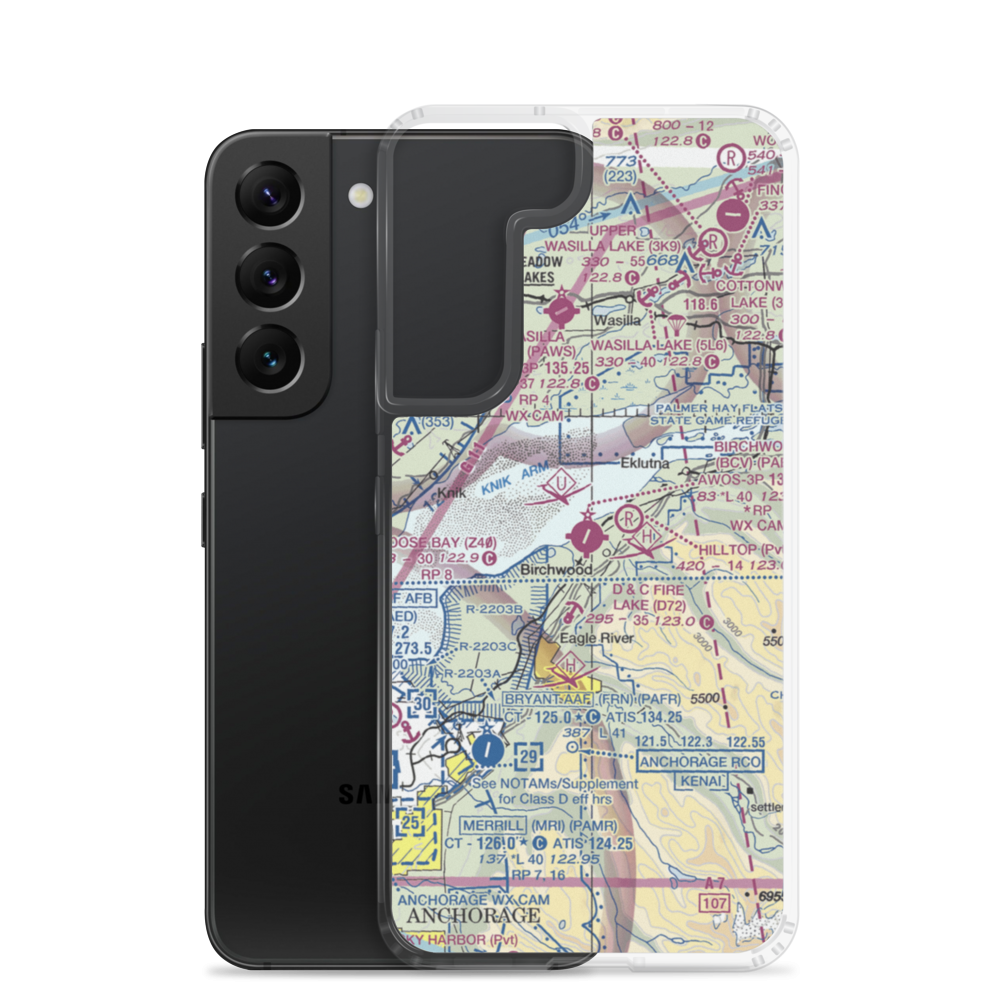 Birchwood Airport (BCV) VFR Sectional Samsung Case Samsung Galaxy S22 model shown