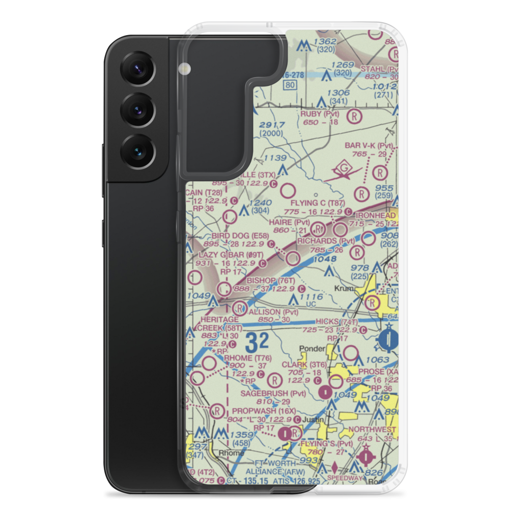 Bird Dog Airfield (E58) VFR Sectional Samsung Case Samsung Galaxy S22 Plus model shown