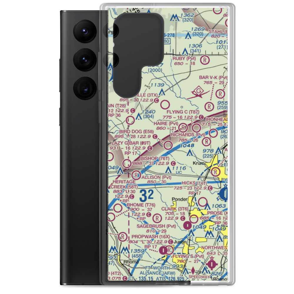 Bird Dog Airfield (E58) VFR Sectional Samsung Case Samsung Galaxy S22 Ultra model shown