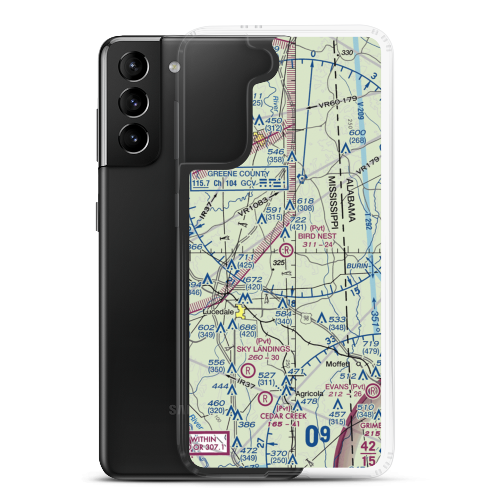 Bird Nest Airport (4MS5) VFR Sectional Samsung Case Samsung Galaxy S21 Plus model shown