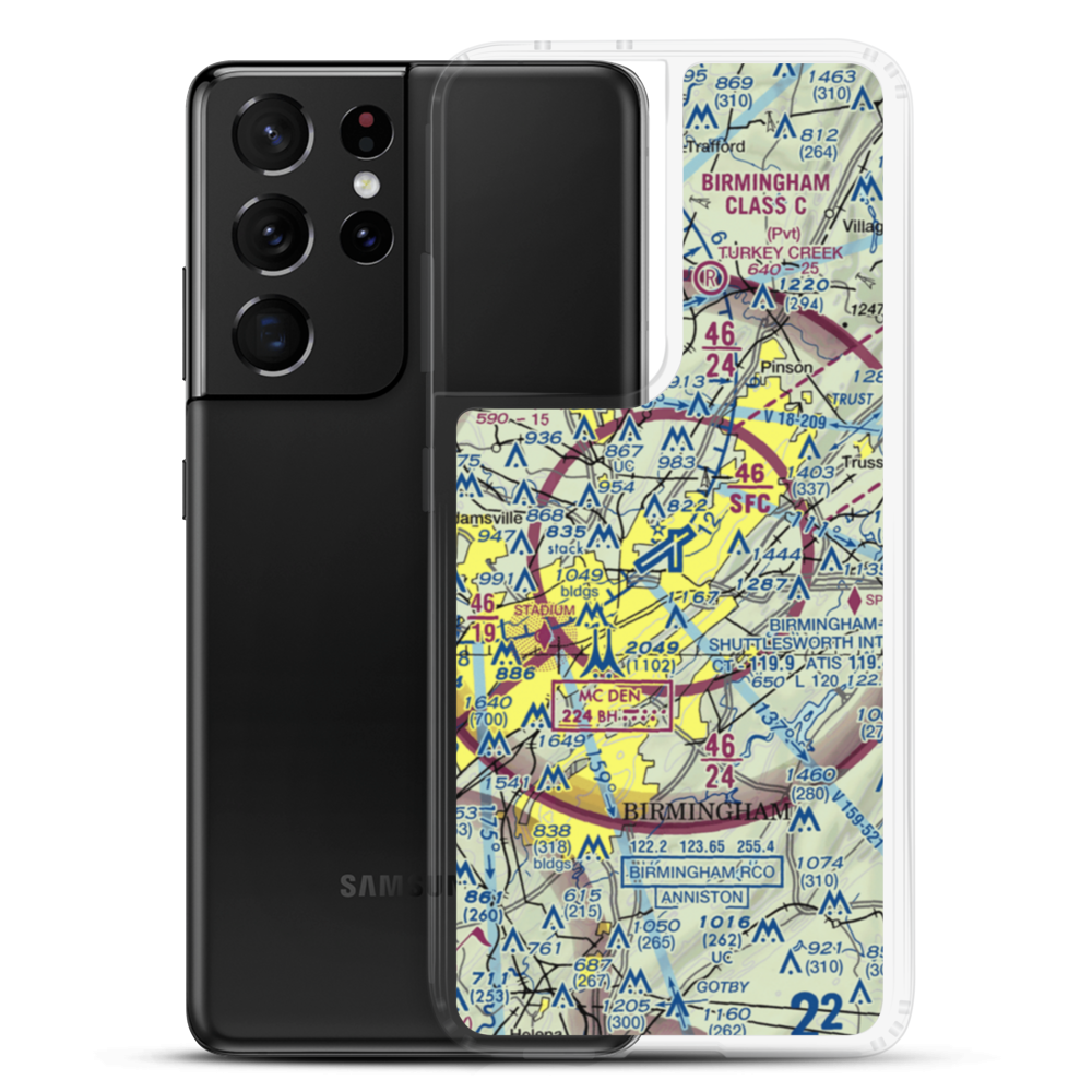 Birmingham-Shuttlesworth International Airport (BHM) VFR Sectional Samsung Case Samsung Galaxy S21 Ultra model shown