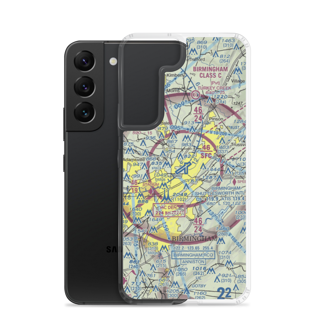 Birmingham-Shuttlesworth International Airport (BHM) VFR Sectional Samsung Case Samsung Galaxy S22 model shown