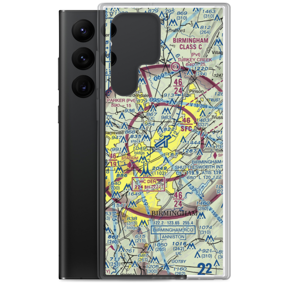 Birmingham-Shuttlesworth International Airport (BHM) VFR Sectional Samsung Case Samsung Galaxy S22 Ultra model shown