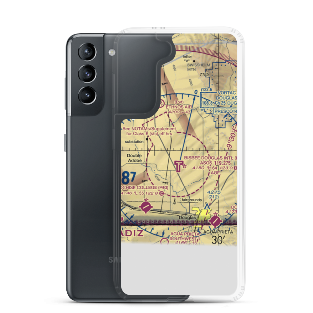 Bisbee Douglas International Airport (DUG) VFR Sectional Samsung Case Samsung Galaxy S21 model shown