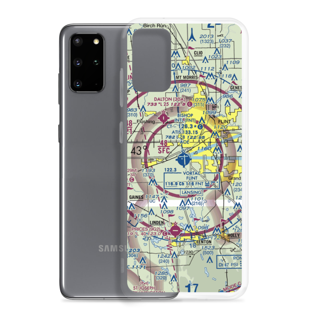 Bishop International Airport (FNT) VFR Sectional Samsung Case Samsung Galaxy S20 Plus model shown