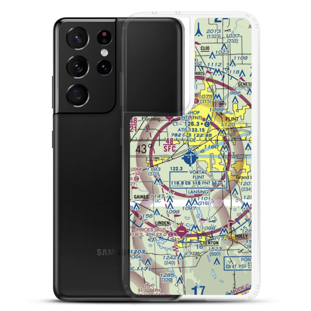Bishop International Airport (FNT) VFR Sectional Samsung Case Samsung Galaxy S21 Ultra model shown