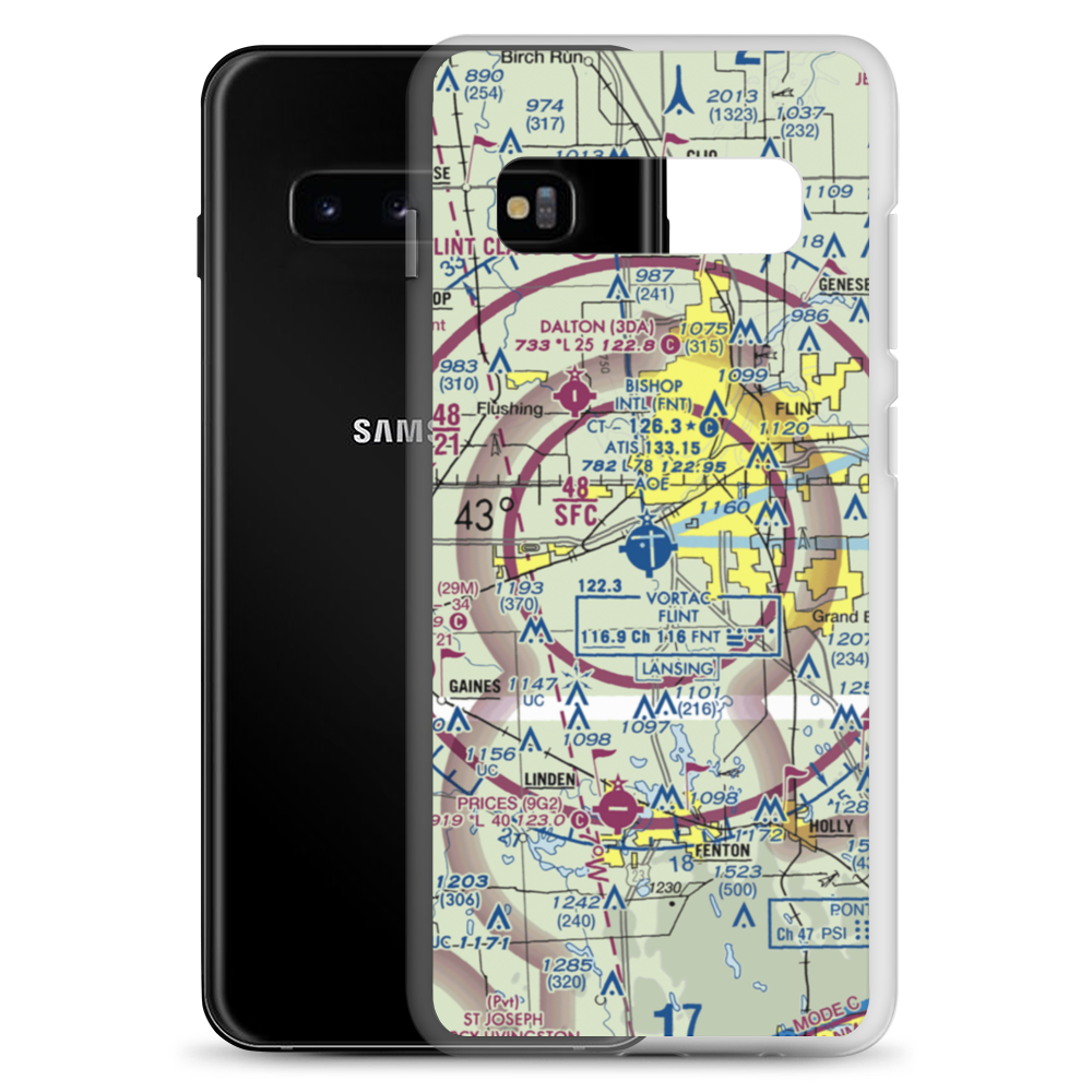 Bishop International Airport (FNT) VFR Sectional Samsung Case Samsung Galaxy S10+ model shown