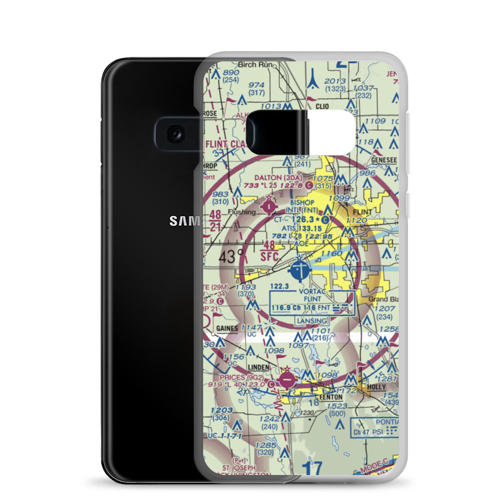 Bishop International Airport (FNT) VFR Sectional Samsung Case Samsung Galaxy S10e model shown
