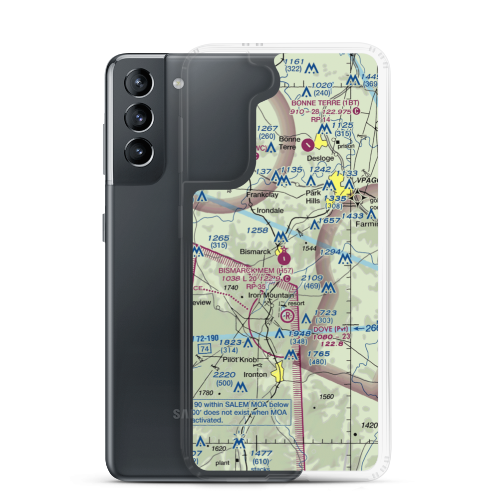 Bismarck Memorial Airport (H57) VFR Sectional Samsung Case Samsung Galaxy S21 model shown
