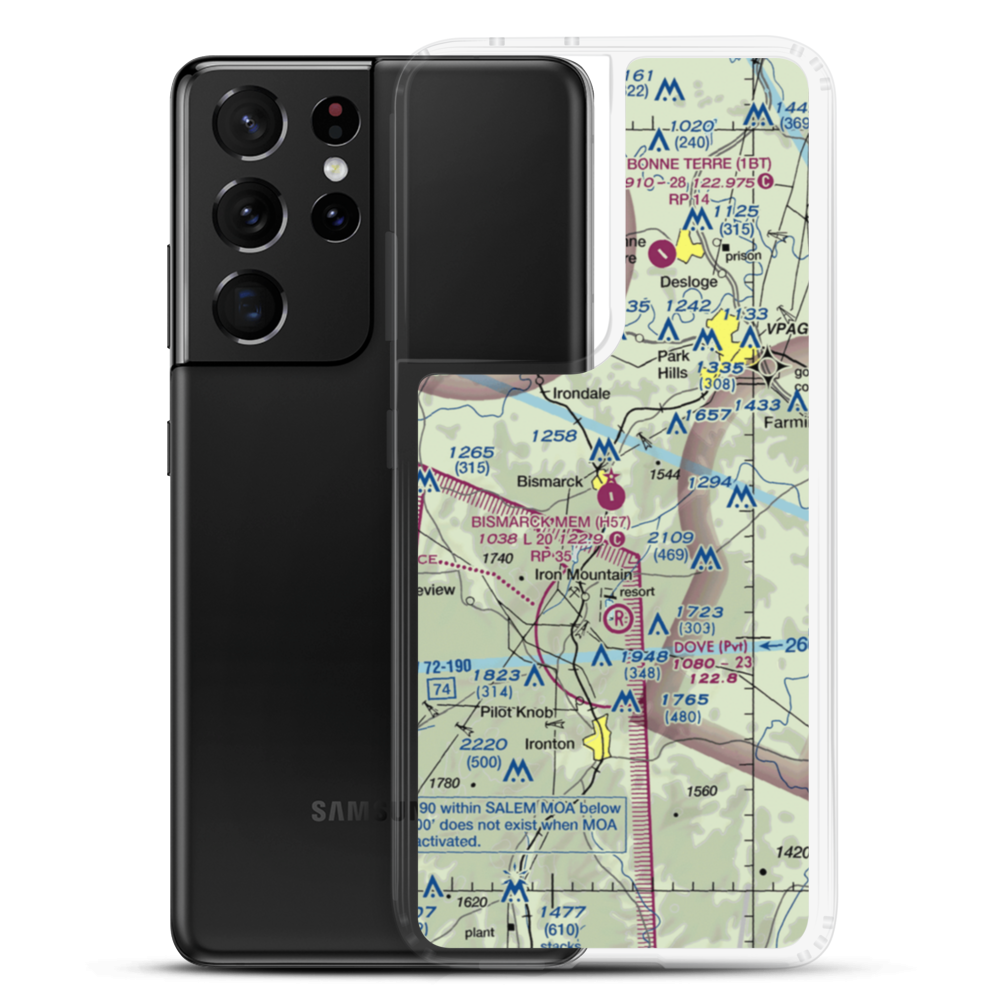 Bismarck Memorial Airport (H57) VFR Sectional Samsung Case Samsung Galaxy S21 Ultra model shown