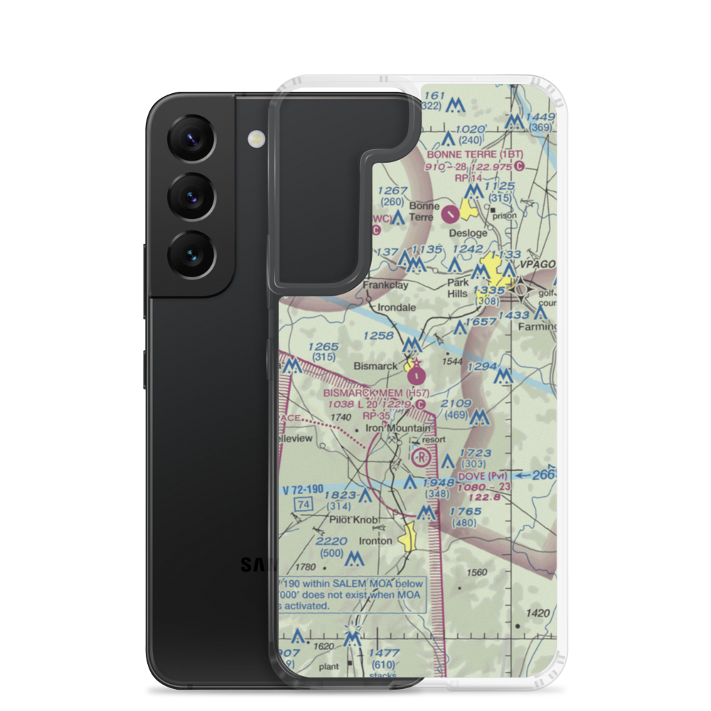 Bismarck Memorial Airport (H57) VFR Sectional Samsung Case Samsung Galaxy S22 model shown