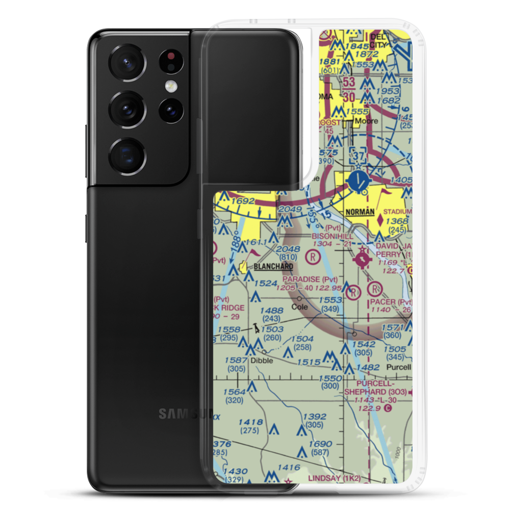 Bison Hill Airport (80OK) VFR Sectional Samsung Case Samsung Galaxy S21 Ultra model shown