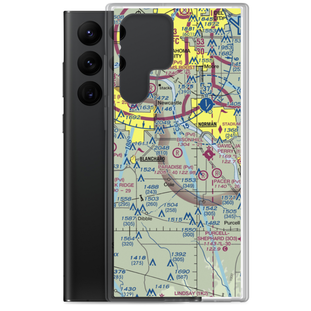 Bison Hill Airport (80OK) VFR Sectional Samsung Case Samsung Galaxy S22 Ultra model shown
