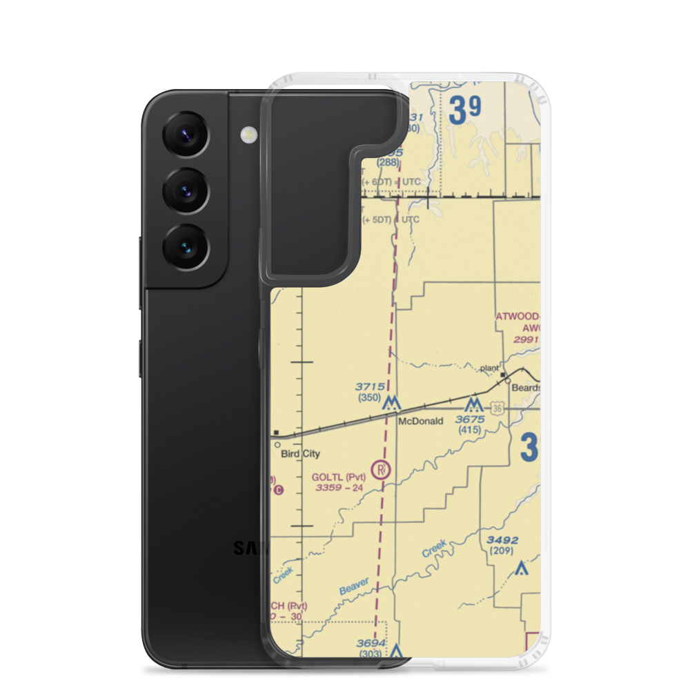 Black Airport (5KS9) VFR Sectional Samsung Case Samsung Galaxy S22 model shown