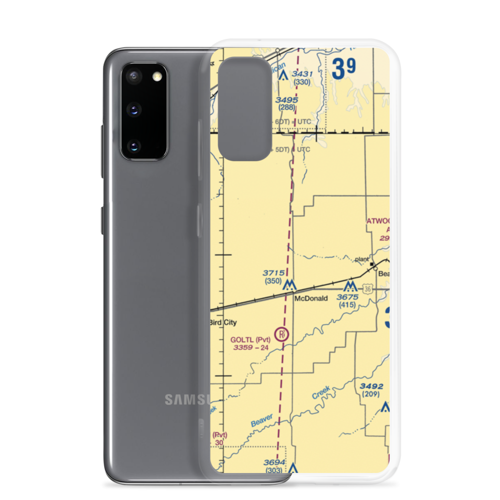 Black Airport (5KS9) VFR Sectional Samsung Case Samsung Galaxy S20 model shown