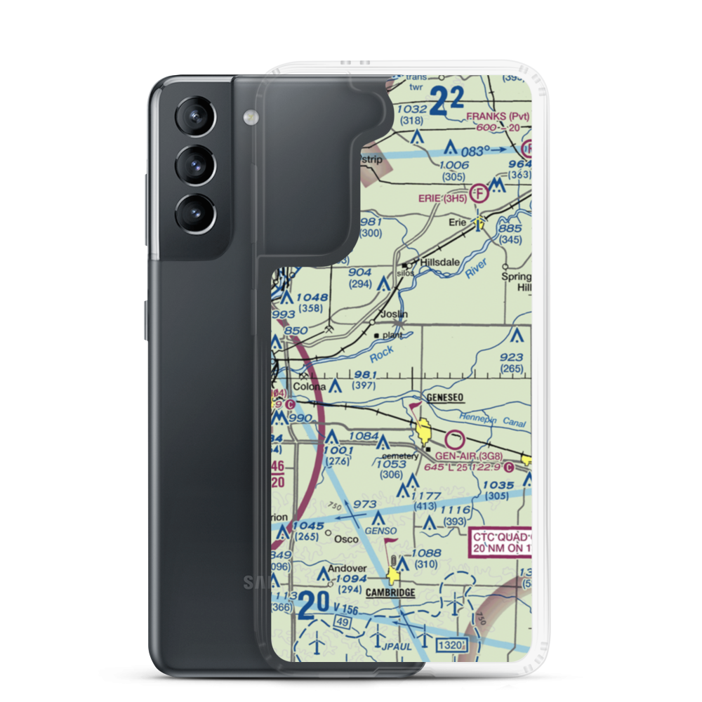 Black Airport (9IL7) VFR Sectional Samsung Case Samsung Galaxy S21 model shown