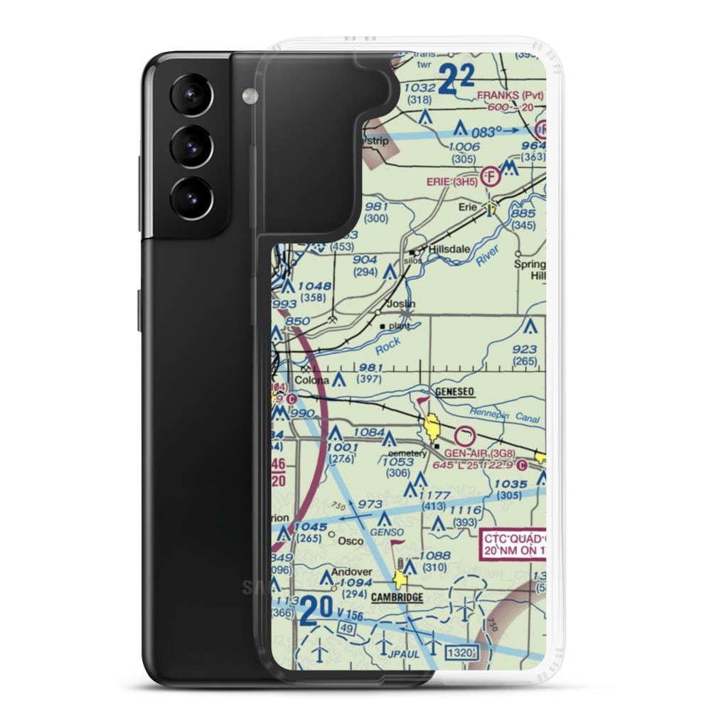 Black Airport (9IL7) VFR Sectional Samsung Case Samsung Galaxy S21 Plus model shown