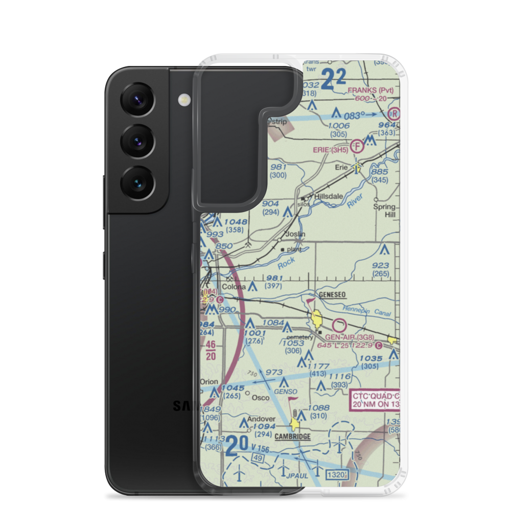 Black Airport (9IL7) VFR Sectional Samsung Case Samsung Galaxy S22 model shown