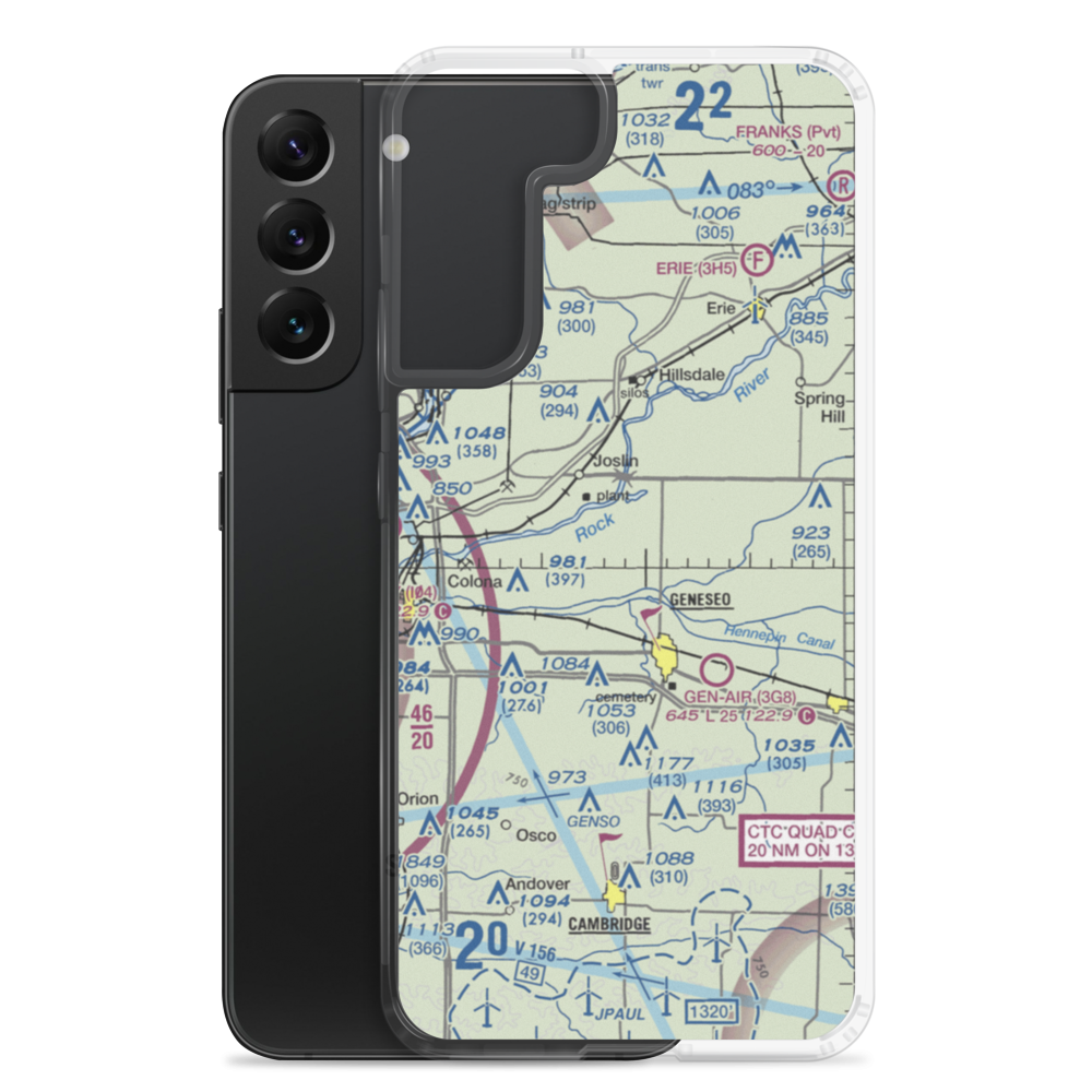 Black Airport (9IL7) VFR Sectional Samsung Case Samsung Galaxy S22 Plus model shown