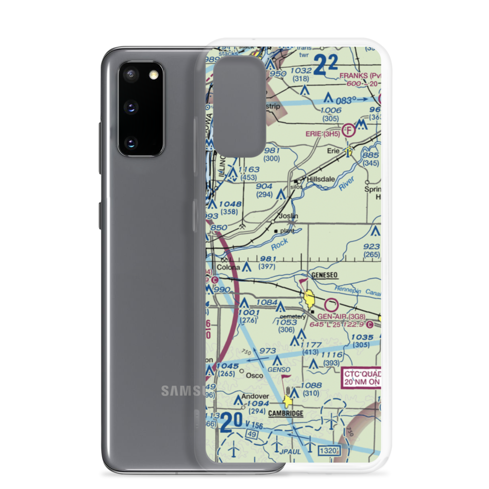 Black Airport (9IL7) VFR Sectional Samsung Case Samsung Galaxy S20 model shown
