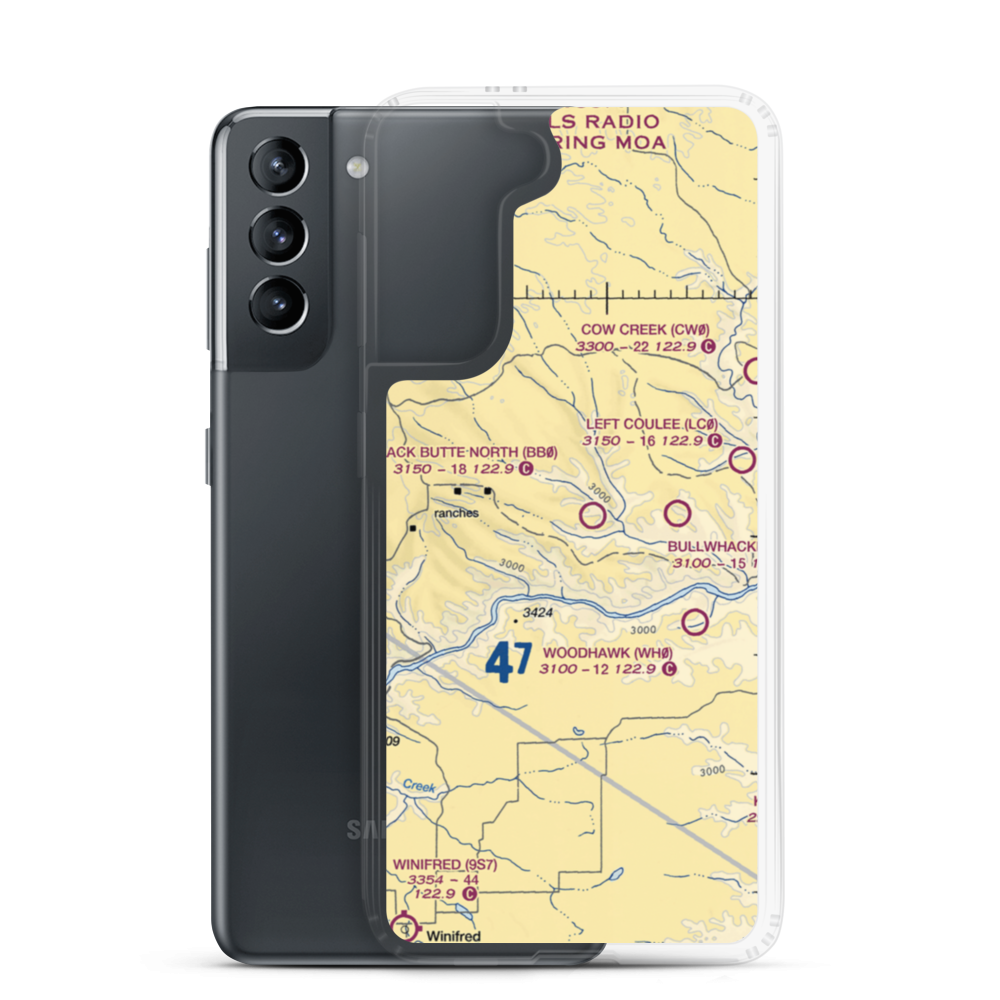 Black Butte North Airport (BB0) VFR Sectional Samsung Case Samsung Galaxy S21 model shown